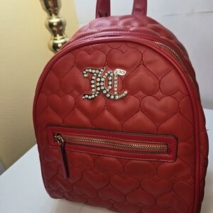 Juicy Couture Red Hearted Quilted Backpack Valentines NWT